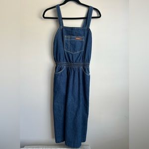 Vintage Stuffed Jeans Skirt Overalls Dress Dark Blue Denim Size 11 Juniors